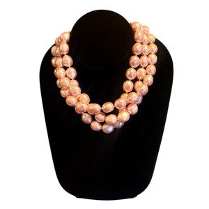 Monet Rose-Pearl Multi-Strand Collar 15”Necklace